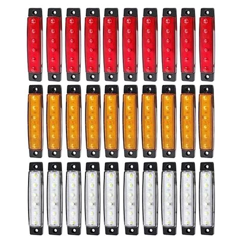 Meerkatt 3.8 Inch 6 LED Thin Line 10 Amber 10 Red 10 White Lamp Front ...