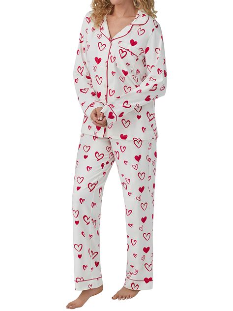 Women Valentine's Day Pajamas Set Long Sleeve Love Printed 2 Peices PJ ...