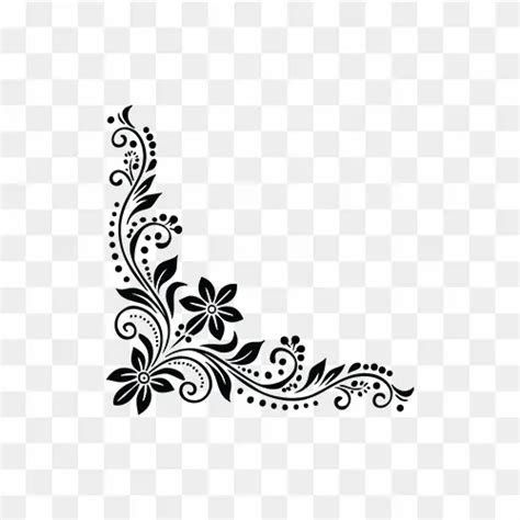 Download Black Floral Corner Design Free PNG Image