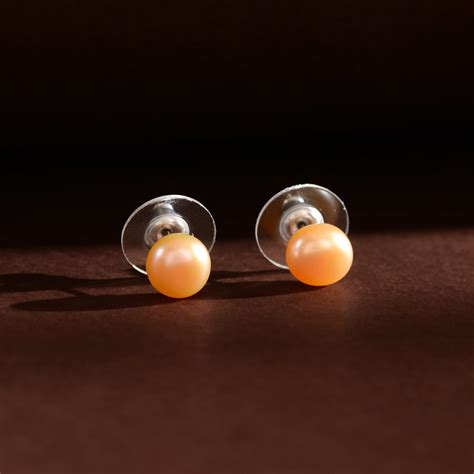 Buy Ivory Round Studs (Pink Freshwater Pearl Ear Studs) | Krishna Pearls