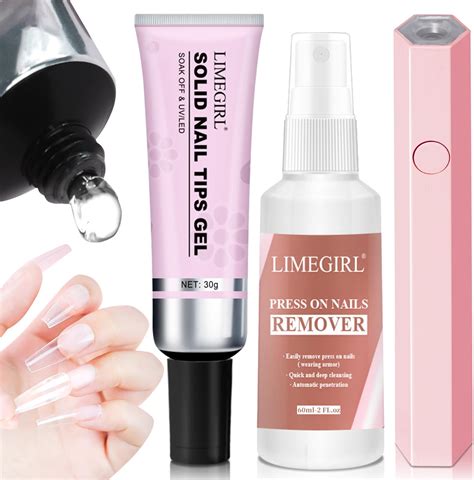 Amazon.com: LIMEGIRL Solid Nail Glue Gel Kit with UV Lamp & Remover ...