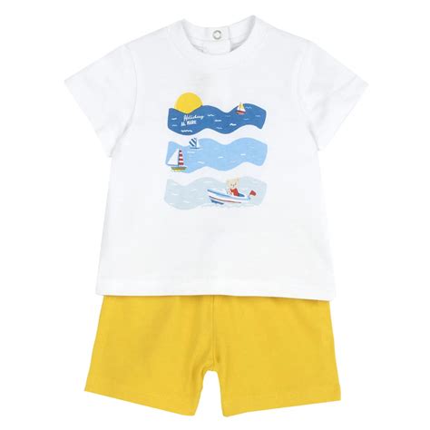 Chicco Boys White and Yellow Printed T-Shirt with Shorts - 2 Pc Set ...