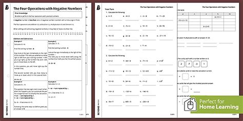 👉 The Four Operations with Negative Numbers - Home Learning