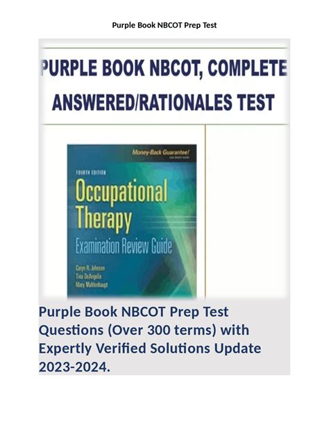 Purple Book NBCOT Prep Test Questions (Over 300 terms) | Exams Nursing ...