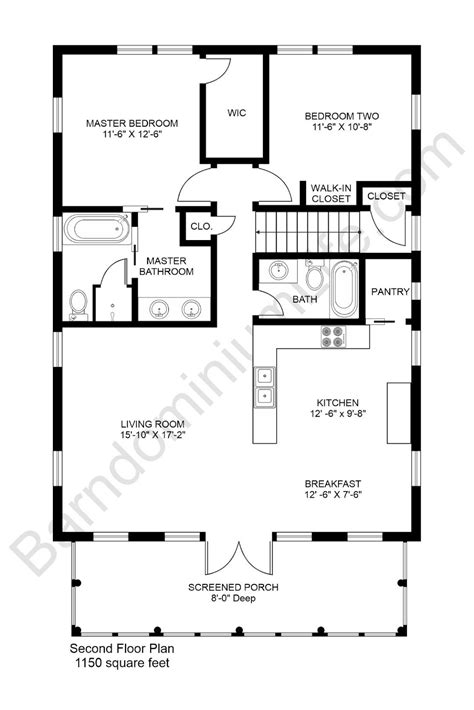 2 Bedroom Barndominium Floor Plans