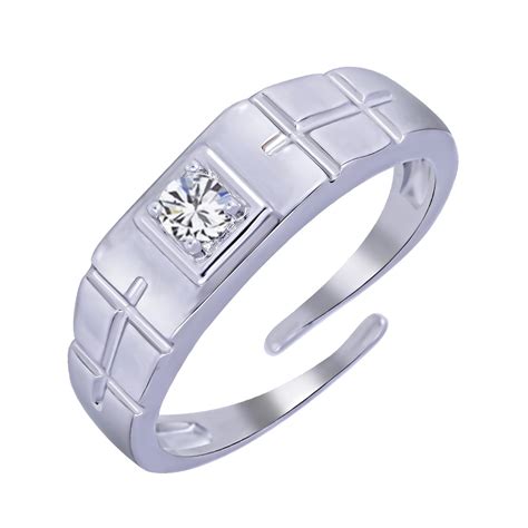 THE MARKETVILLA Pure 925 Silver Rings for Men - Adjustable Finger Ring ...
