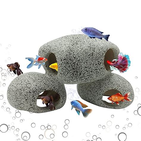 GIG BAZAAR Aquarium Stone Shelter Rock Realistic Artificial Rock Small ...