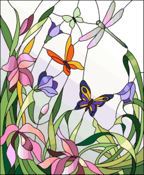 Spring Butterflies Cross Stitch Pattern: Scenic Stain Glass Window ...