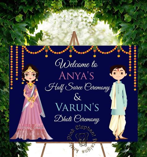 Buy Half Saree Welcome Board and Dhoti Ceremony Sign, Half Saree ...