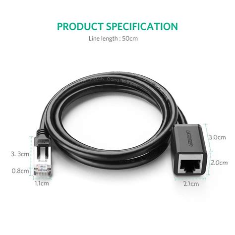 UGREEN 11278 0.5m RJ45 Cat 6 Male to Female RJ45 Ethernet Lan Network ...