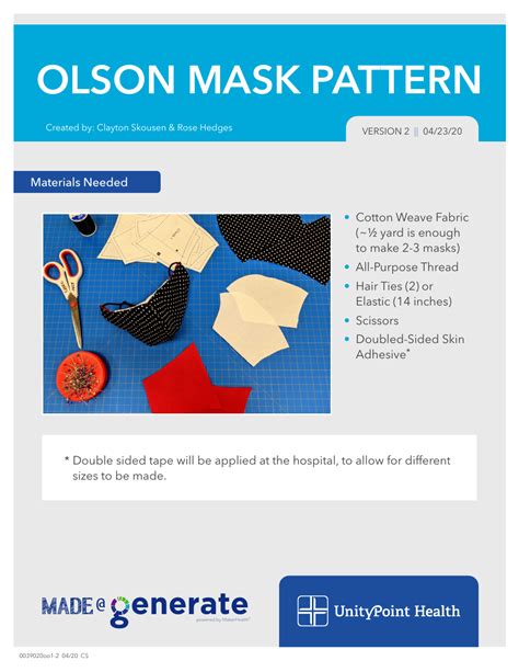 Olson Extra Large Mask Printable Pattern 的图像结果
