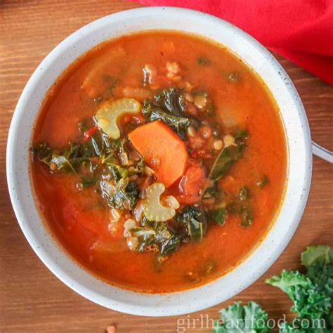 Spicy Lentil Kale Soup Recipe | Girl Heart Food®