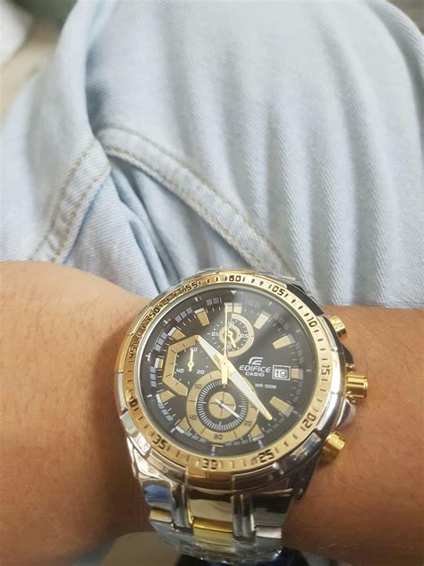 Casio Edifice Chronograph Black Dial Gold Metal Men's Watch EFR 539SG ...