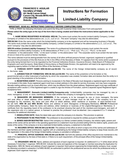 Free How to Form an LLC in Nevada - PDF – eForms