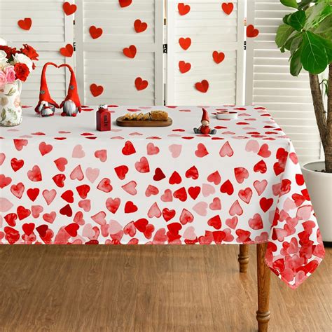 Horaldaily Valentine's Day Tablecloth 60×104 Inch, Red Love Hearts ...