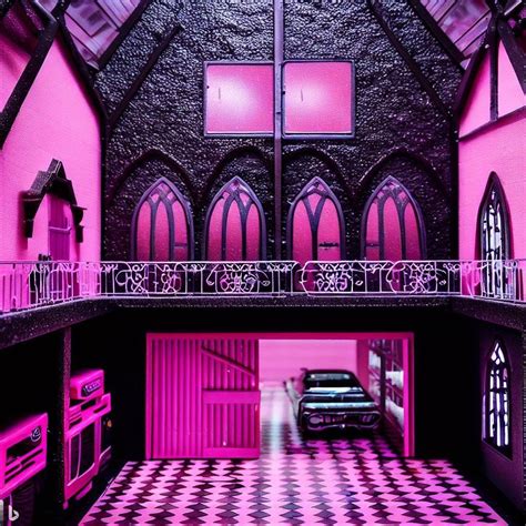 Luxurious Pink and Black Checkered Floor