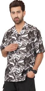 GENZEY Men Printed Casual Black, White Shirt - Buy GENZEY Men Printed ...
