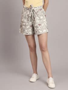 OWO THE LABEL Animal Print Women Multicolor Regular Shorts, Casual ...