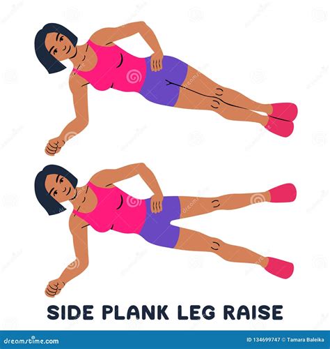 Side Plank Leg Raise. Sport Exersice. Silhouettes of Woman Doing ...