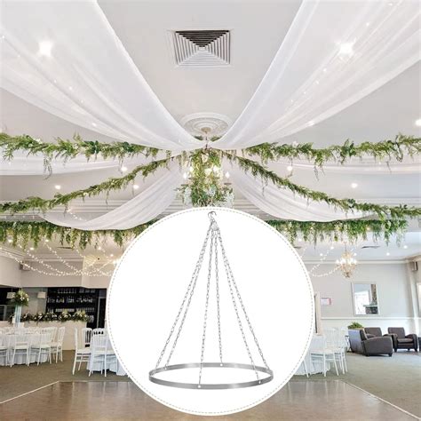 Amazon.com: ROMANKAS Ceiling Drapes Hanging Kit Silver Metal Ceiling ...