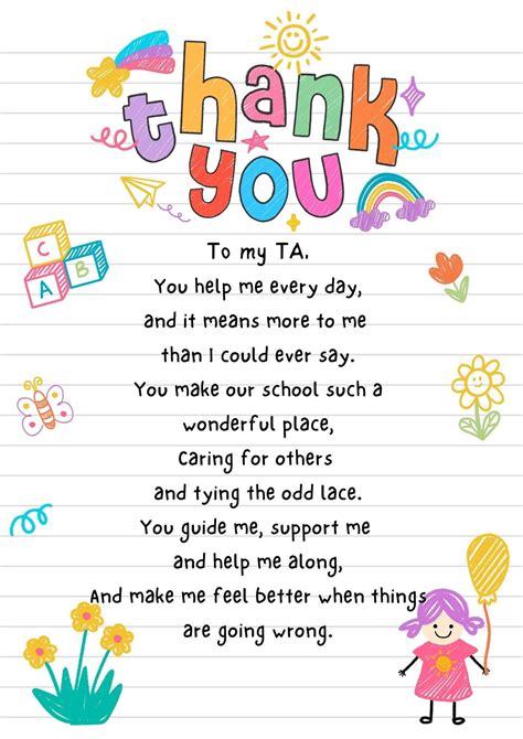 Personalised Teaching Assistant (TA) Appreciation Poem - Etsy | Thank ...
