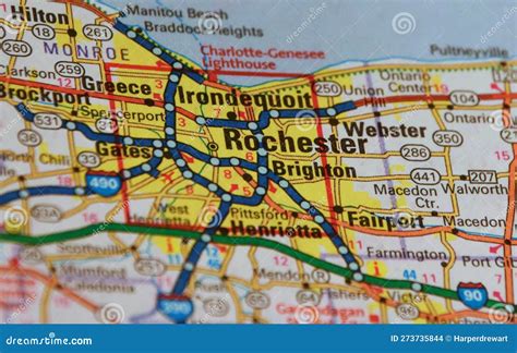 Map Image of Rochester, New York Stock Photo - Image of mendon ...