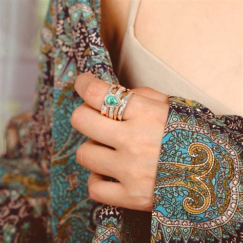 Teardrop Turquoise Fidget Ring Sterling Silver – Boho Magic Jewelry