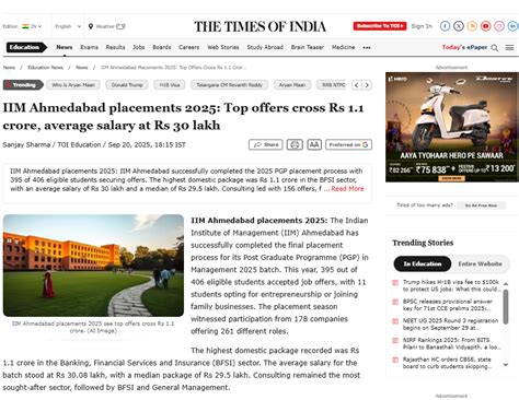 IIM Ahmedabad placements 2025: Top offers cross Rs 1.1 crore, average ...