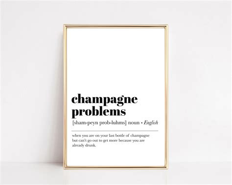 Champagne Problems Definition Print | Champagne Wall Art | Bar Cart ...