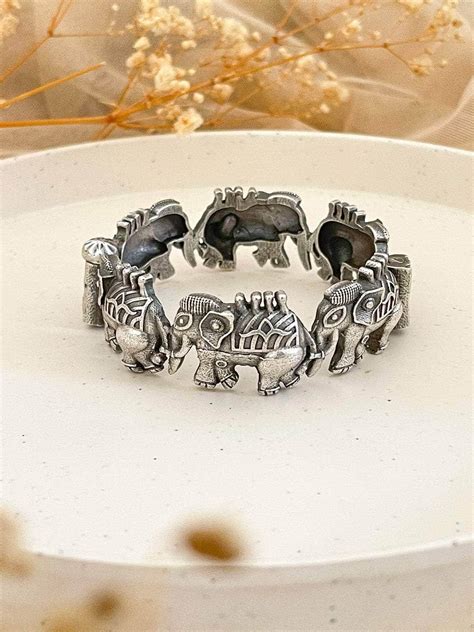 Buy Elephant Shape Oxidised Kada Bangle Online - Ishhaara