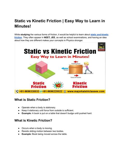 PPT - Static vs Kinetic Friction | Easy Way to Learn in Minutes ...