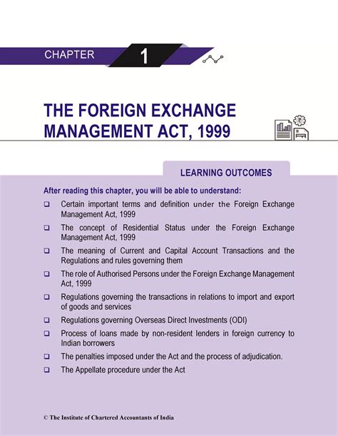 Fema - Summary - 1 THE FOREIGN EXCHANGE MANAGEMENT ACT, 1999 LEARNING OUTCOMES After reading ...