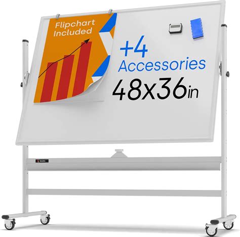 Amazon.com : Rolling Magnetic Whiteboard 48 x 36 - Large Portable Dry ...