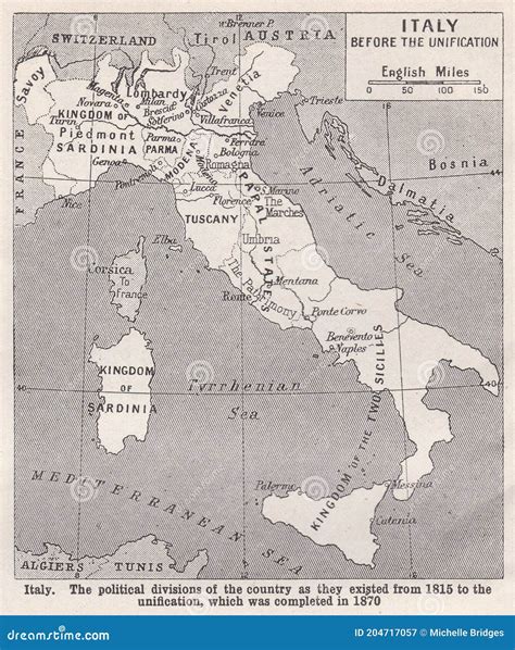 Vintage Map of Italy - before the Unification 1900s. Editorial Photography - Image of italynn ...