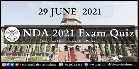 29 JUNE 2021 | NDA EXAM 2021 QUESTIONS | GK QUIZ