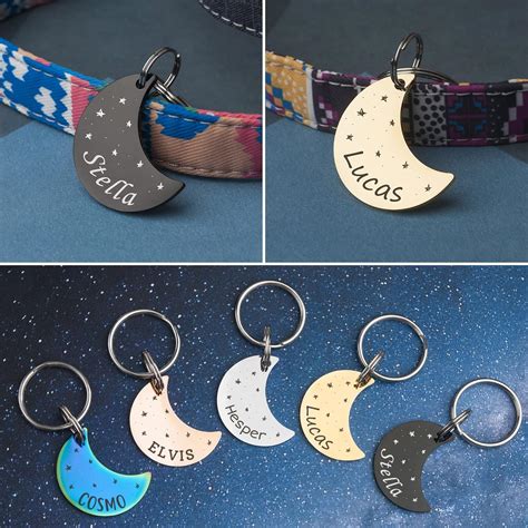 Buy Anavia Starry Sky Theme Pet ID Tags in Half Moon & Star Shape ...