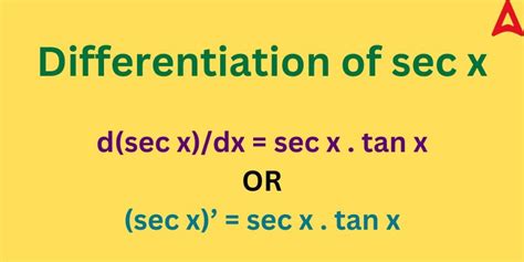 Differentiation of Sec x, Formula, and Examples