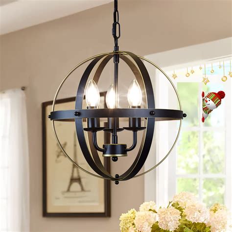 Buy DLLT Chandelier Farmhouse Hanging Lighting, 3 Lights Globe Ceiling ...