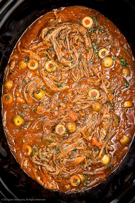 Slow Cooker Ropa Vieja (Cuban Beef) - No Spoon Necessary