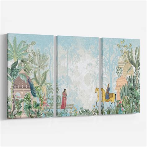 Lady in Love, Indian Heritage Wall Art Set of 3 Home Decor Painting ...