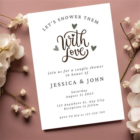 Couples Shower Invitation, Printable Wedding Shower Invite, Modern ...
