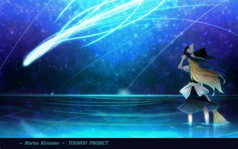 Download wallpaper night, comet, broom, witch, Marisa Kirisame, the ...