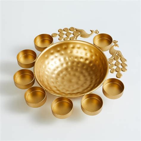 Buy Corsica Mayur Metal Potpourri Bowl with T-Light Holders from ...