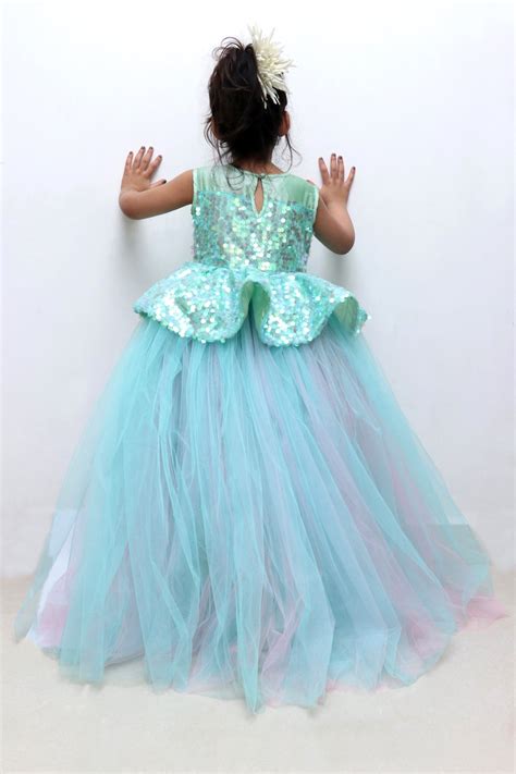 Seagreen Hilow Party Dress | Birthday party gowns for girls | Kids ...