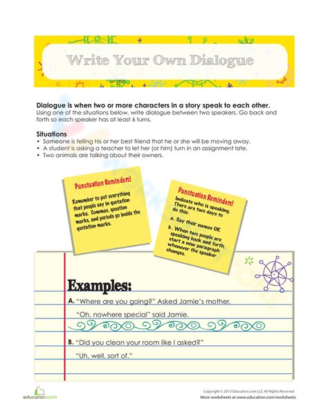 Write a Dialogue Worksheet 的图像结果