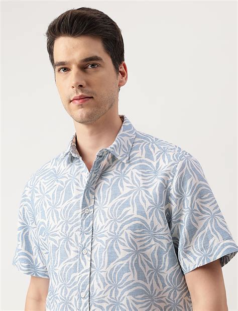 Buy Linen Blend Striped Spread Collar Shirt at Marks & Spencer