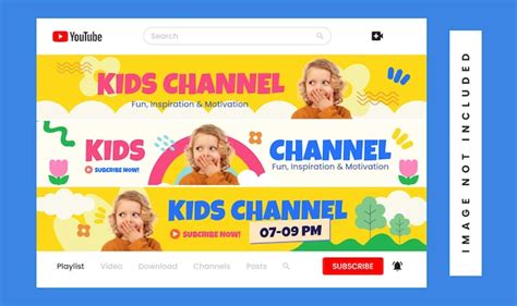 Creative Kids YouTube Banner Design | Premium Vector