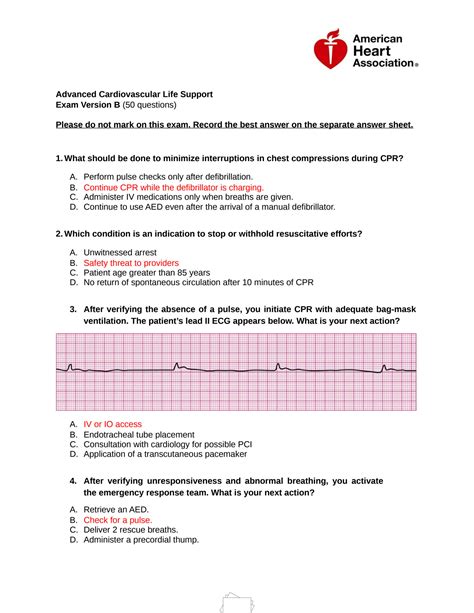 SOLUTION: Acls exam version b docx advanced cardiovascular life support with complete solutions ...
