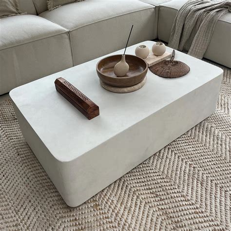 Rectangular Coffee Table Otto Modern Classic White Concrete