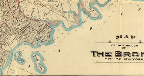 Old Map of the Bronx in 1900 by Hyde and Co. - New York City, Pelham Bay Park, Hunter Island ...